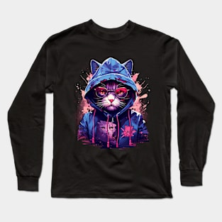 Cool Cat in Glasses Long Sleeve T-Shirt